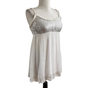 Scandal Italy Y2K Babydoll Sequin Top Sheer  Fairy Grunge Coquette dainty indie